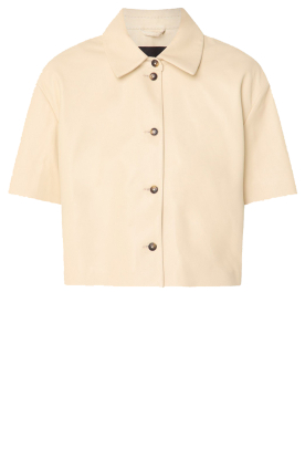 STUDIO AR |  Leather cropped blouse Eveline | light yellow 