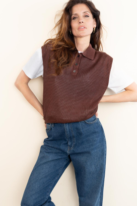 STUDIO AR | Linnen mouwloze top Paloma | bordeaux 
