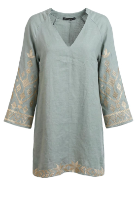 Greek Archaic Kori | Jurk met borduursels Belle | grijs 