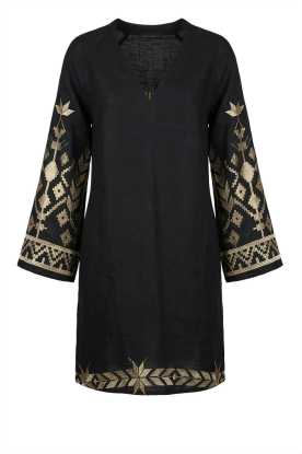 Greek Archaic Kori | Jurk met borduursels Belle | zwart 