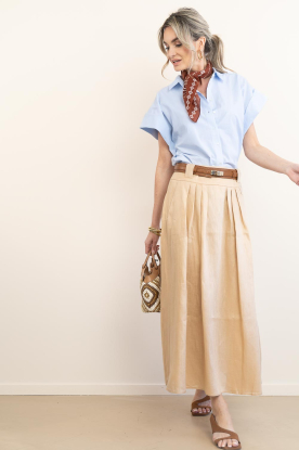 Greek Archaic Kori | Linnen rok pleated | beige  
