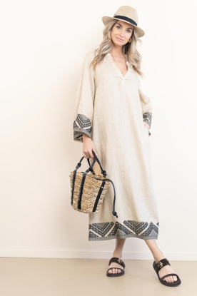 Greek Archaic Kori | Linnen kaftan Pyramids | beige 