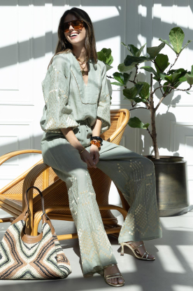 Look Wide leg pants with embroidery Grape