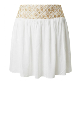 Greek Archaic Kori | Mini-rokje met borduursels Flakes | wit 