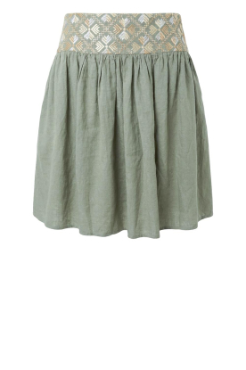 Greek Archaic Kori | Mini-rokje met borduursels Flakes | groen 