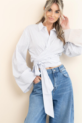 Club L'avenir |  Wrap striped blouse Macy | white-blue 