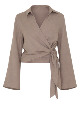 Club L'avenir |  Linen viscose mix top Zula | taupe 