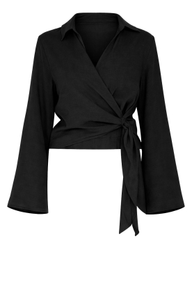 Club L'avenir |  Linen viscose mix top Zula | black 