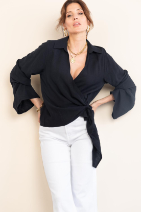 Club L'avenir |  Linen viscose mix top Zula | black 