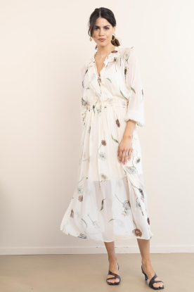 Second Female | Chiffon jurk met print Florala | naturel 
