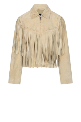 Ibana |  Suede jacket with fringes Jeeya | yellow 