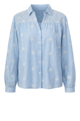 Maison Hotel |  Blouse with embroidery James | blue 