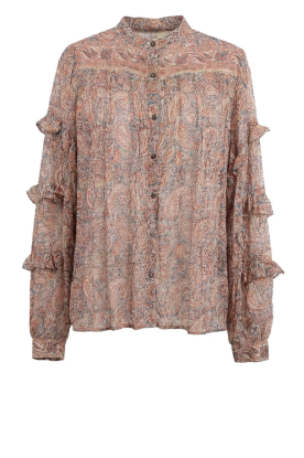 Maison Hotel |  Blouse with print and ruffles Cosima | pink 