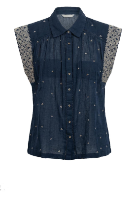 Maison Hotel |  Sleeveless blouse with embroidery Karina | dark blue 