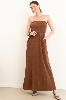 Speezys |  Terry strapless maxi dress Fien | brown 