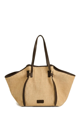 March23 |  Raffia shopper with leather details Si the tote | brown 