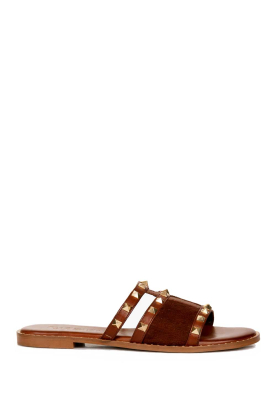 Caryatis |  Leather sandals with studs Cassandra | brown 