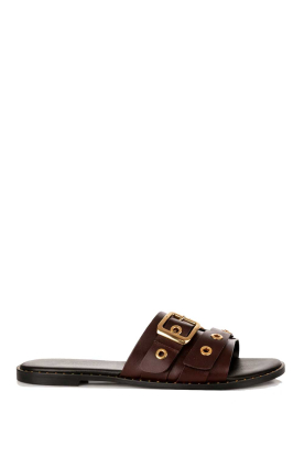 Caryatis |  Leather sandals with buckle Agape | burgundy 