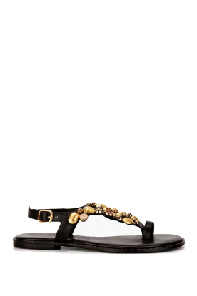 Caryatis |  Leather sandals with stones Helen | black 