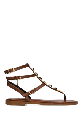 Caryatis |  Leather sandals with stones Ifigeneia | brown 