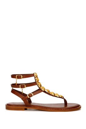 Caryatis |  Leather sandals with gold colored details Kalypso | brown 