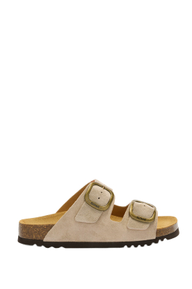 Scholl |  Suede sandals with buckles Noelle | camel 