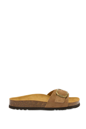 Scholl |  Suede sandals with buckle Kathleen | brown 