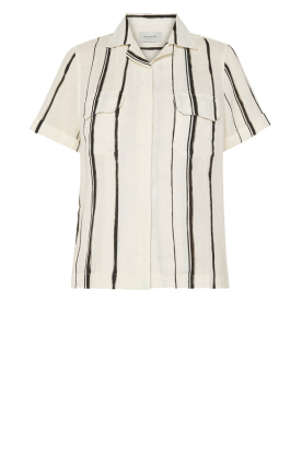Mr Mood | Gestreepte linnen blouse Mrs Lux | naturel 