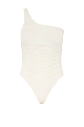 Mr Mood |  Smocked one-shoulder swimsuit Mrs Absolut | white 
