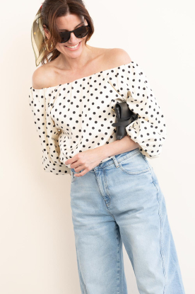 Aaiko |  Off-shoulder top with polkadots Maddy | natural 