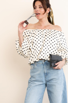 Aaiko | Off-shoulder top met stippen Maddy | naturel 