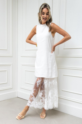 Copenhagen Muse | Kanten maxi-jurk Tenley | naturel 