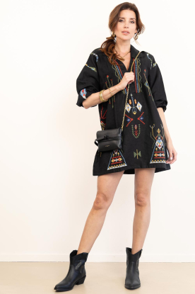 Look Embroidered linen mini dress