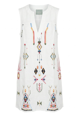 Aether Concept |  Embroidered linen mini dress | white 