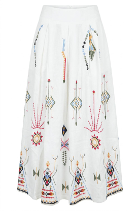 Aether Concept |  Embroidered linen maxi skirt Thera | white 