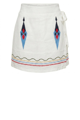 Aether Concept |  Embroidered linen skort | white 
