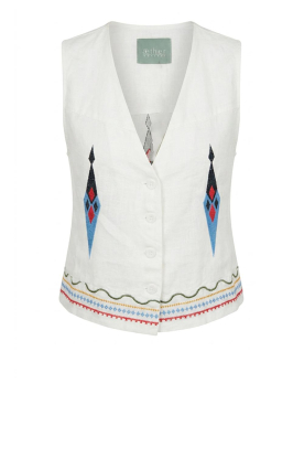 Aether Concept | Geborduurd linnen gilet Eleni | wit 
