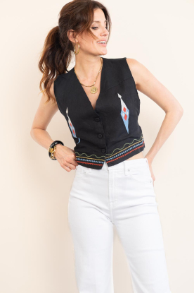 Aether Concept | Geborduurd linnen gilet Eleni | zwart 