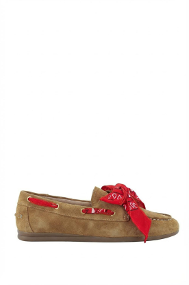 Toral | Suède loafers met bandana Nahua | camel 