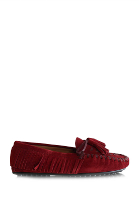 Toral |  Suede boat loafers with fringes Momo | burgundy 