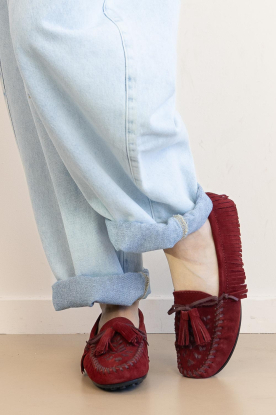 Toral |  Suede boat loafers with fringes Momo | burgundy 