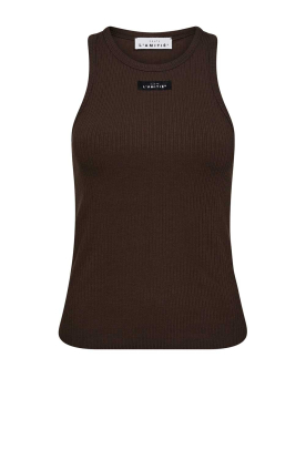 Haute L'Amitié |  Ribbed tank top Badge | brown 