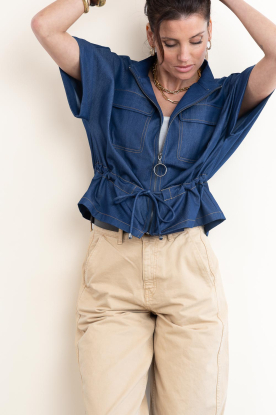 Co'Couture | Getailleerde top Terry | blauw 