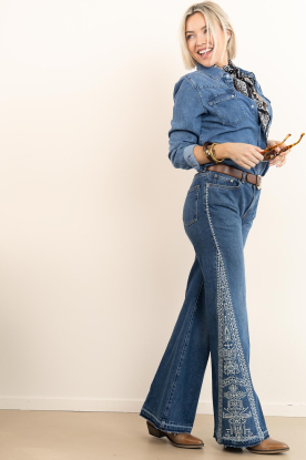 ba&sh | Flared jeans met borduursels Vivy | blauw 