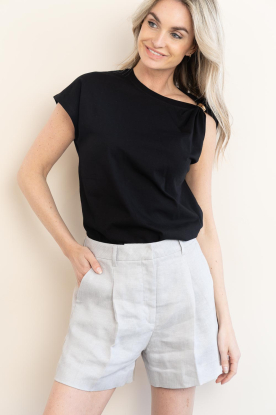 ba&sh | One-shoulder T-shirt Allia | zwart 