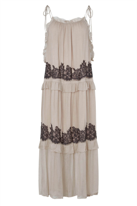 Second Female |  Crêpe dress with lace details Lyndia | taupe  