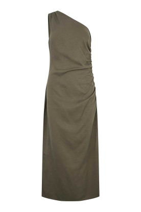 Second Female |  Satin one-shoulder dress Refined | taupe 