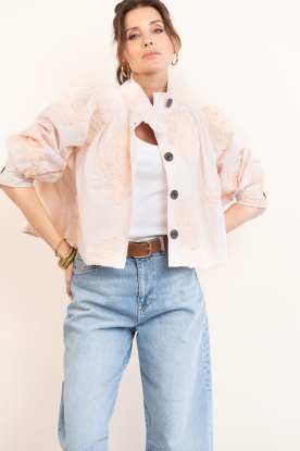 Second Female | Cropped jasje met borduursels Ashley | roze 
