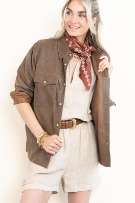 Alter Ego | Washed suède blouse Havanna | bruin 