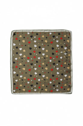 Little Soho |  Shawl with print Loves | dark green 